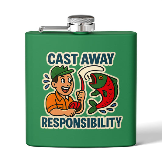 Fishing Flask -  Cast Away Responsibility Design