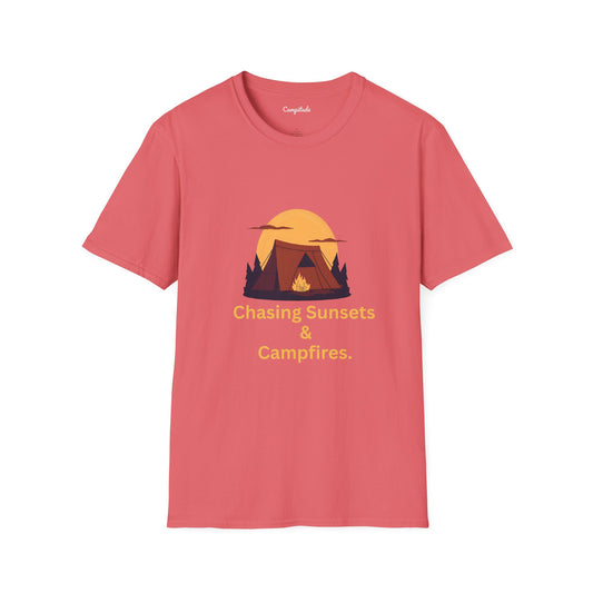 Unisex T-Shirt - Chasing Sunsets & Campfires (Tent)