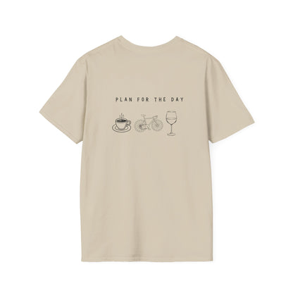 Unisex T-Shirt - Plan for the Day Bicycle & Wine (2-sided graphic)