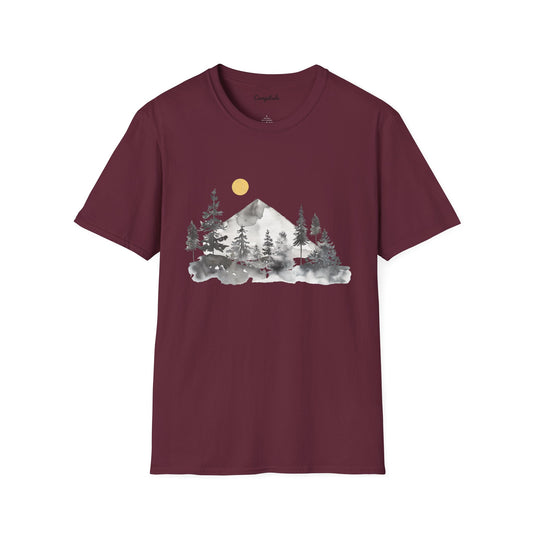 Unisex T-Shirt -  Mountain Landscape with Moon