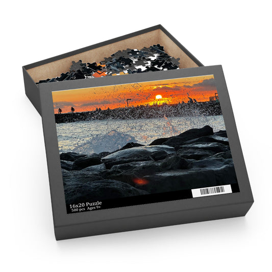 Oahu, Hawaii Sunset Waves Puzzle -  500-Piece