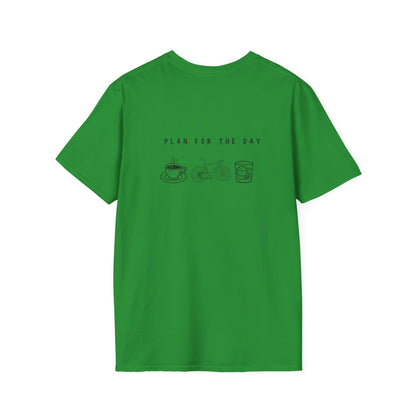 Unisex T-Shirt - Plan for the Day Bicycle & Bourbon (2-sided graphic)