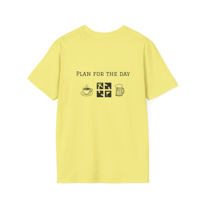 Unisex T-Shirt - Plan for the Day Geocache & Beer (2-sided graphic)