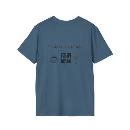 Unisex T-Shirt - Plan for the Day Geocache & Wine (2-sided graphic)