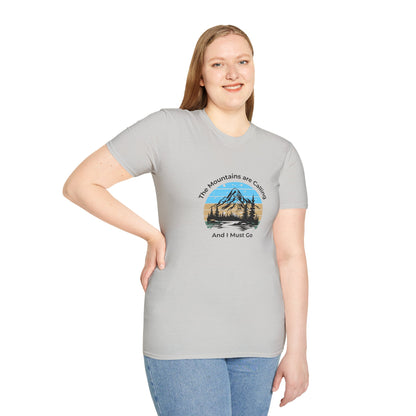 Unisex T-Shirt - The Mountains are Calling and I Must Go (front logo only)
