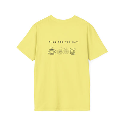 Unisex T-Shirt - Plan for the Day Bicycle & Bourbon (2-sided graphic)