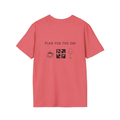 Unisex T-Shirt - Plan for the Day Geocache & Wine (2-sided graphic)
