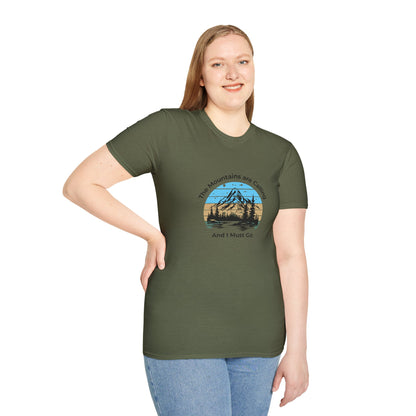 Unisex T-Shirt - The Mountains are Calling and I Must Go (front logo only)