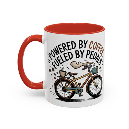 Ceramic Coffee Mug - Powered By Coffee, Fueled By Pedals