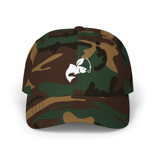 Classic Dad Cap - Fishing logo (white)
