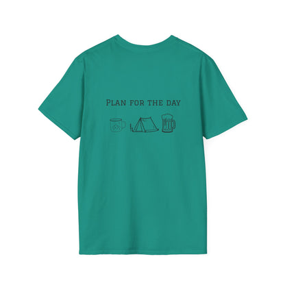 Unisex T-Shirt - Plan for the Day Camping & Beer (2-sided graphic)