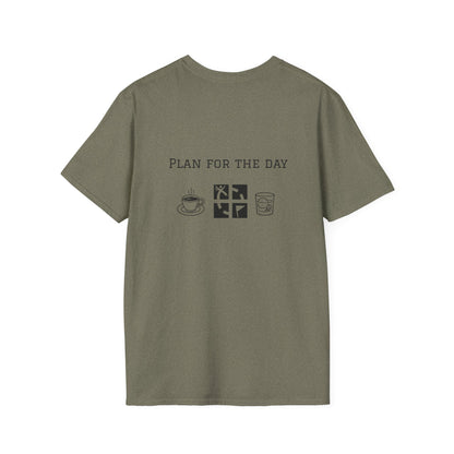 Unisex T-Shirt - Plan for the Day Geocache & Bourbon (2-sided graphic)