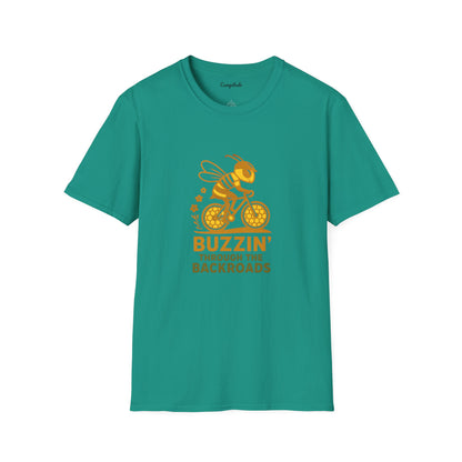 Unisex T-Shirt - Cyclist Buzzin' Through the Backroads