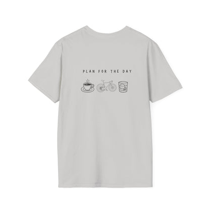 Unisex T-Shirt - Plan for the Day Bicycle & Bourbon (2-sided graphic)