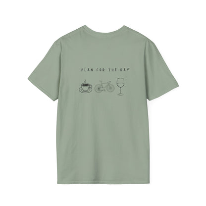 Unisex T-Shirt - Plan for the Day Bicycle & Wine (2-sided graphic)
