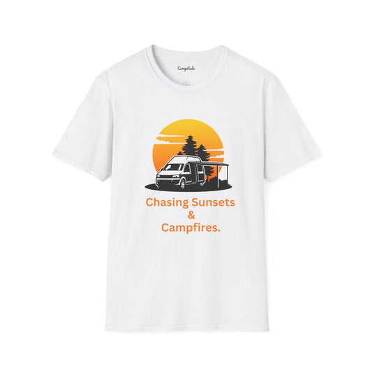 Unisex T-Shirt - Chasing Sunsets & Campfire (Class B Van Version)