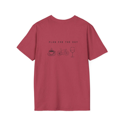 Unisex T-Shirt - Plan for the Day Bicycle & Wine (2-sided graphic)