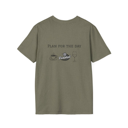 Unisex T-Shirt - Plan for the Day Pickleball & Wine (2-sided graphic)