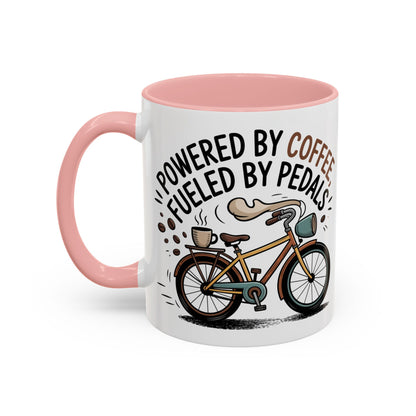 Ceramic Coffee Mug - Powered By Coffee, Fueled By Pedals