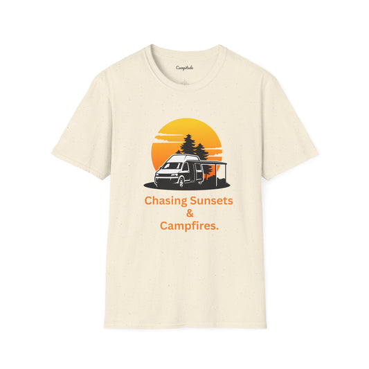 Unisex T-Shirt - Chasing Sunsets & Campfire (Class B Van Version)