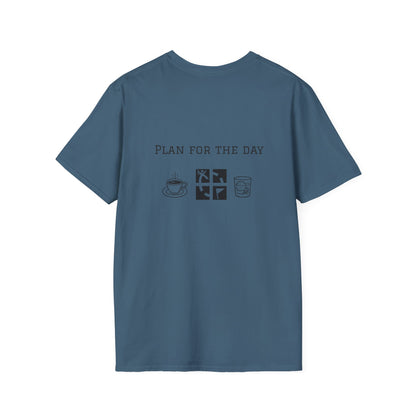 Unisex T-Shirt - Plan for the Day Geocache & Bourbon (2-sided graphic)
