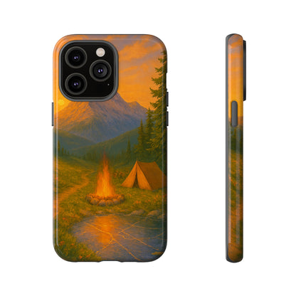 Tough Phone Case - Sunset Camping Scene