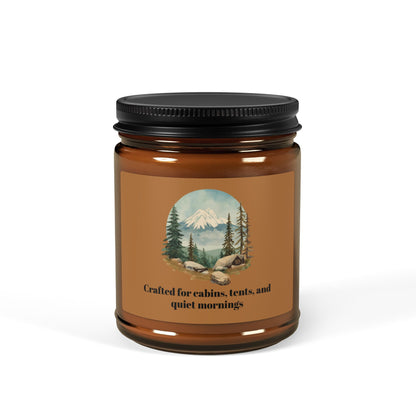 Scented Soy Candle - Crafted for cabins, tents, and quiet mornings (Multi-scent, Amber Jar)