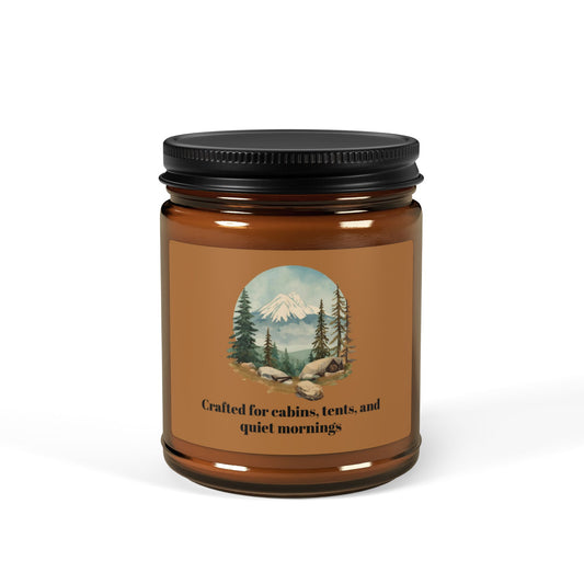 Scented Soy Candle - Crafted for cabins, tents, and quiet mornings (Multi-scent, Amber Jar)