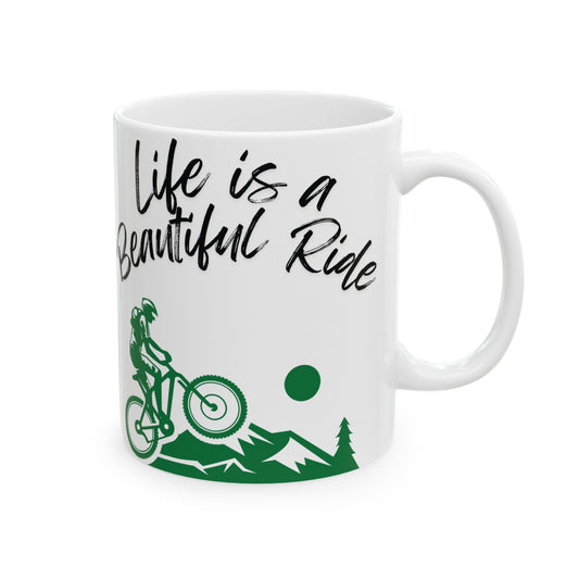 Ceramic Coffee Mug - Life is a Beautiful Ride Cyclist