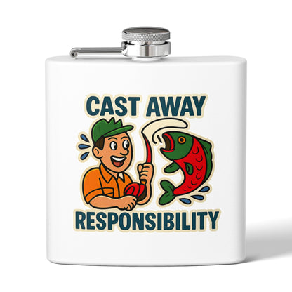 Fishing Flask -  Cast Away Responsibility Design