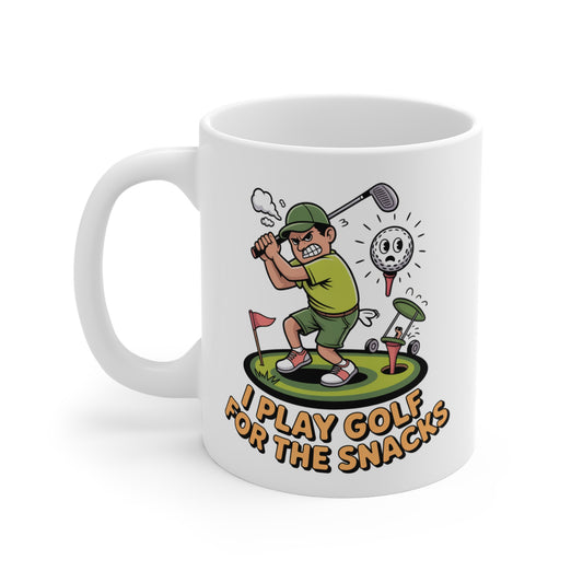 Ceramic Coffee Mug - I Play Golf for the Snacks