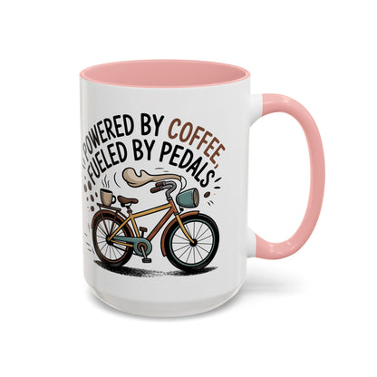 Ceramic Coffee Mug - Powered By Coffee, Fueled By Pedals