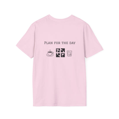 Unisex T-Shirt - Plan for the Day Geocache & Bourbon (2-sided graphic)