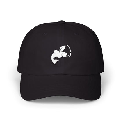 Classic Dad Cap - Fishing logo (white)