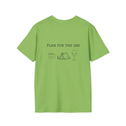 Unisex T-Shirt - Plan for the Day Camping & Wine (2-sided graphic)