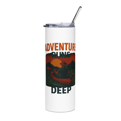Stainless Steel Tumbler - Adventure Runs Deep, 20oz (White only)