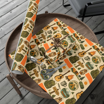 Eco-Friendly Rustic Camping-Themed Gift Wrap Paper