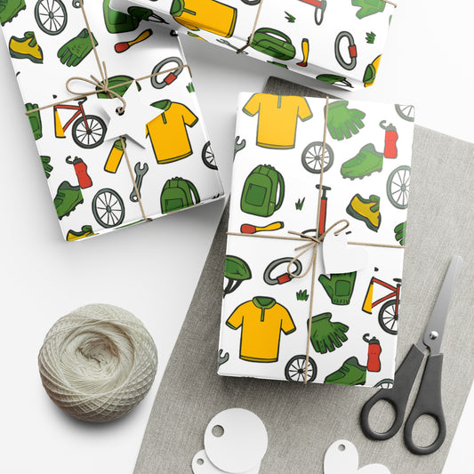 Eco-Friendly Bicyclist-Themed Gift Wrap Paper