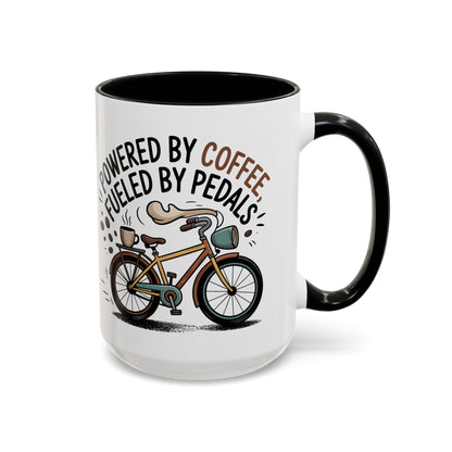 Ceramic Coffee Mug - Powered By Coffee, Fueled By Pedals