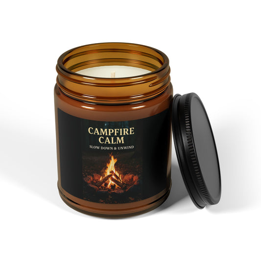 Scented Soy Candle - Campfire Calm (Multi-scent, Amber Jar)