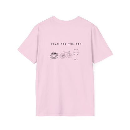 Unisex T-Shirt - Plan for the Day Bicycle & Wine (2-sided graphic)