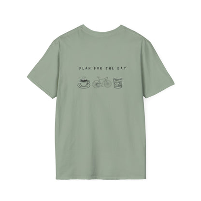 Unisex T-Shirt - Plan for the Day Bicycle & Bourbon (2-sided graphic)