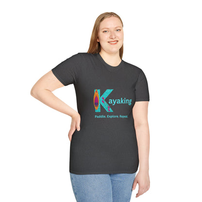 Unisex T-Shirt - Kayak, Paddle, Explore, Repeat