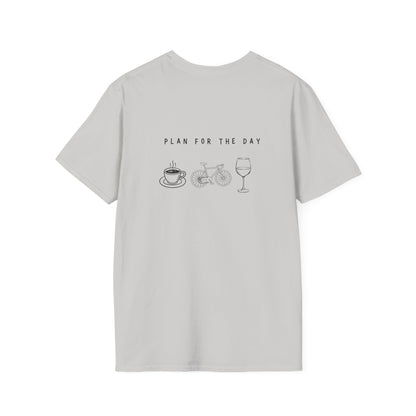 Unisex T-Shirt - Plan for the Day Bicycle & Wine (2-sided graphic)
