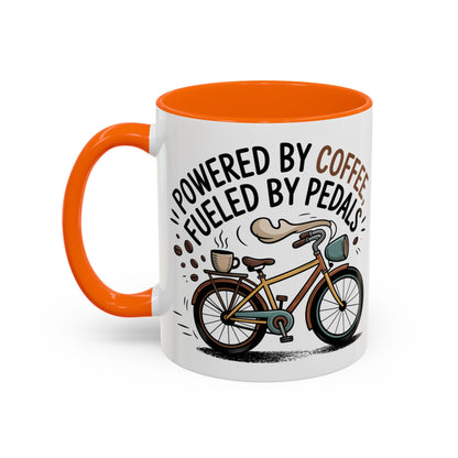 Ceramic Coffee Mug - Powered By Coffee, Fueled By Pedals