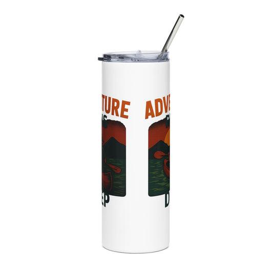 Stainless Steel Tumbler - Adventure Runs Deep, 20oz (White only)