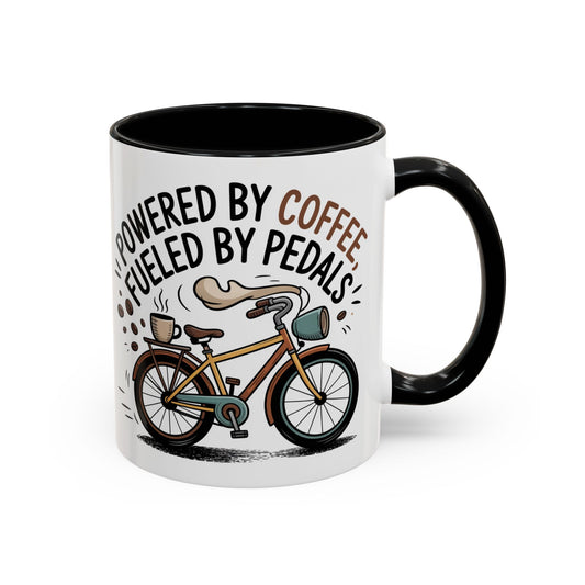 Ceramic Coffee Mug - Powered By Coffee, Fueled By Pedals