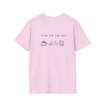 Unisex T-Shirt - Plan for the Day Bicycle & Bourbon (2-sided graphic)