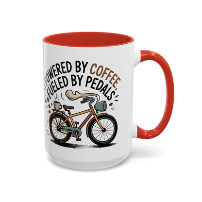 Ceramic Coffee Mug - Powered By Coffee, Fueled By Pedals