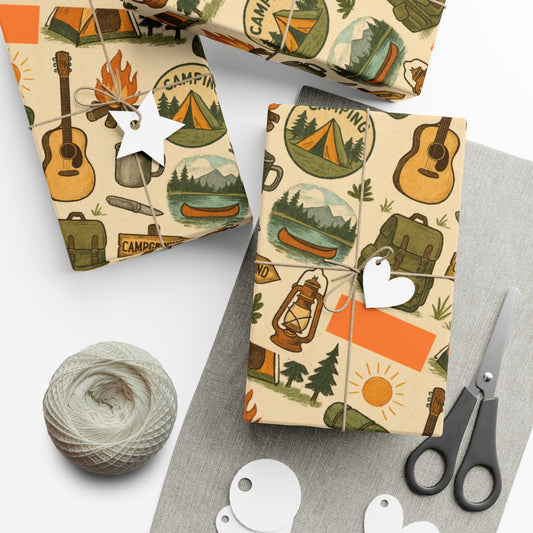 Eco-Friendly Rustic Camping-Themed Gift Wrap Paper